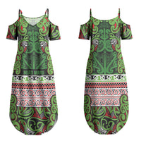 Aotearoa Iwi Ngati Maru Hauraki Family Matching Summer Maxi Dress and Hawaiian Shirt Maori Wharenui House Tribal Pattern