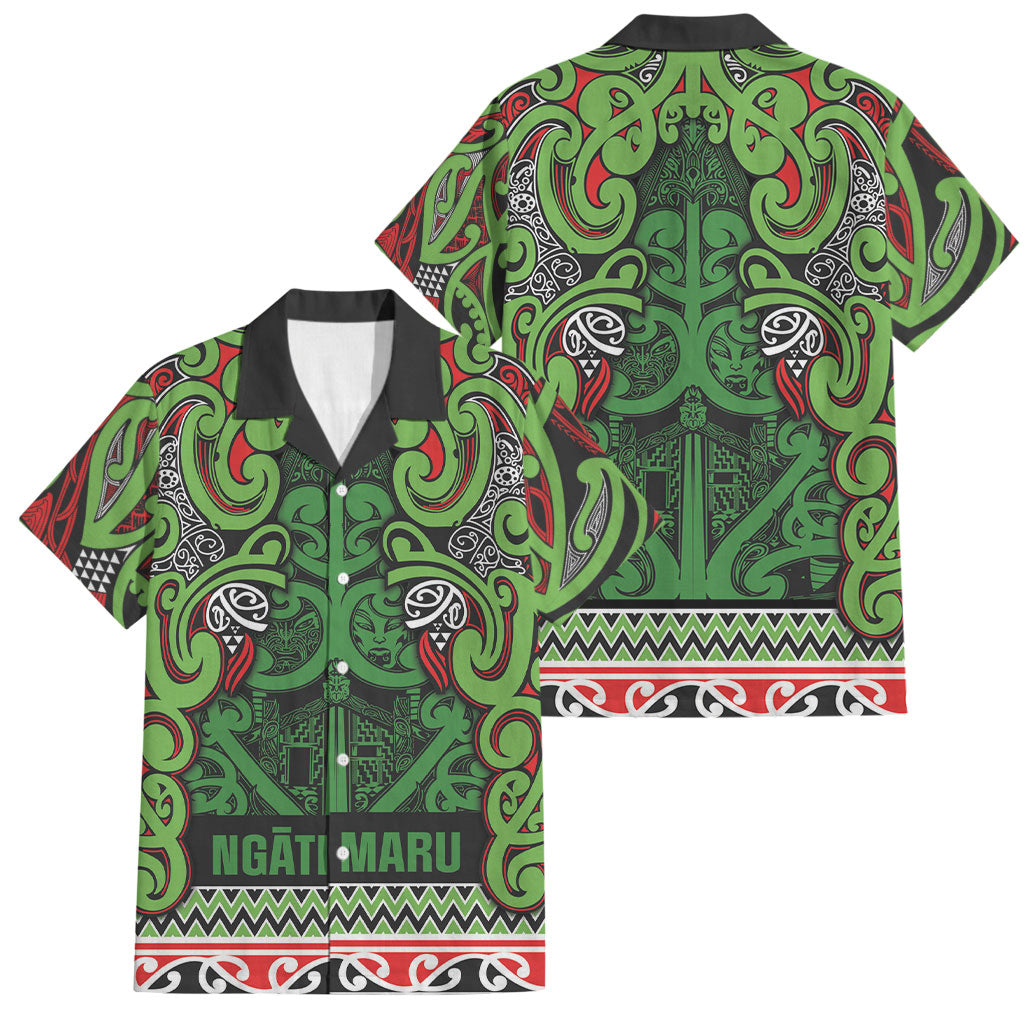 Aotearoa Iwi Ngati Maru Hauraki Family Matching Summer Maxi Dress and Hawaiian Shirt Maori Wharenui House Tribal Pattern