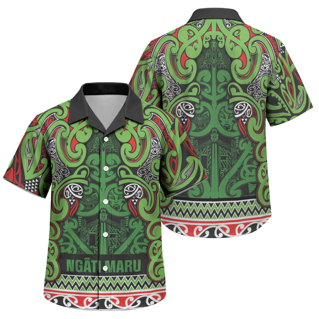 Aotearoa Iwi Ngati Maru Hauraki Family Matching Summer Maxi Dress and Hawaiian Shirt Maori Wharenui House Tribal Pattern