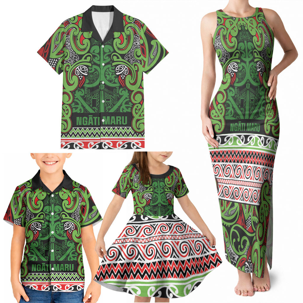 Aotearoa Iwi Ngati Maru Hauraki Family Matching Tank Maxi Dress and Hawaiian Shirt Maori Wharenui House Tribal Pattern LT9 - Polynesian Pride