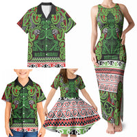 Aotearoa Iwi Ngati Maru Hauraki Family Matching Tank Maxi Dress and Hawaiian Shirt Maori Wharenui House Tribal Pattern