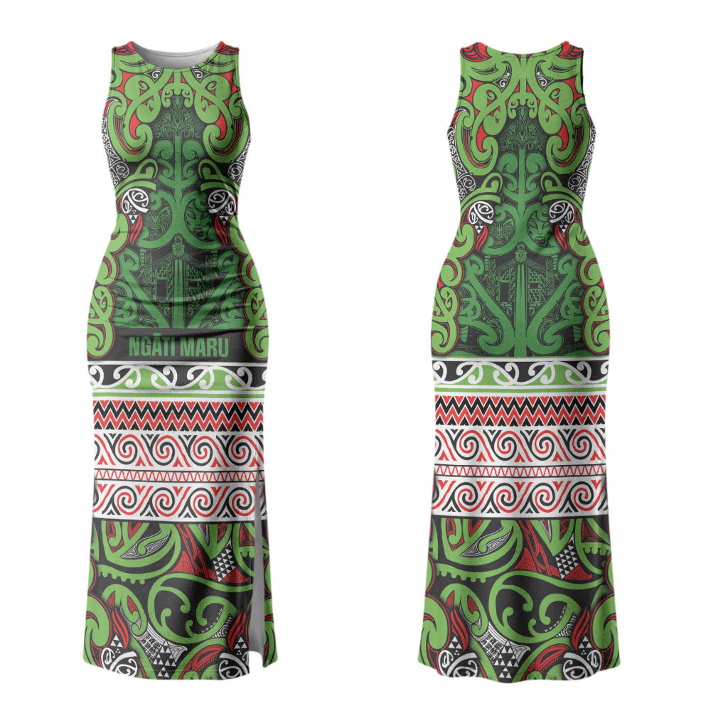 Aotearoa Iwi Ngati Maru Hauraki Family Matching Tank Maxi Dress and Hawaiian Shirt Maori Wharenui House Tribal Pattern