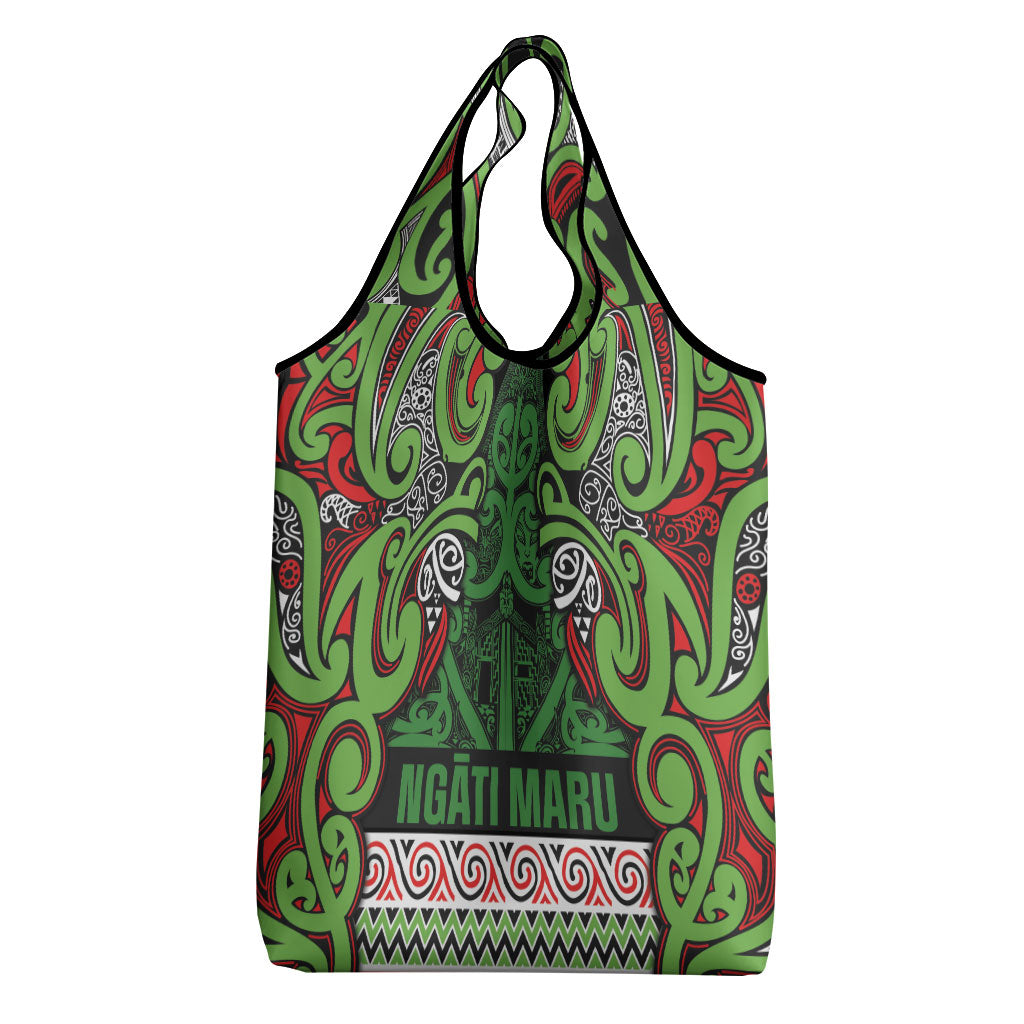 Aotearoa Iwi Ngati Maru Hauraki Grocery Bag Maori Wharenui House Tribal Pattern