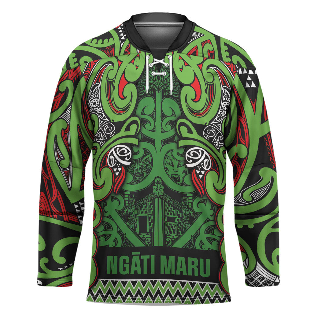 Aotearoa Iwi Ngati Maru Hauraki Hockey Jersey Maori Wharenui House Tribal Pattern