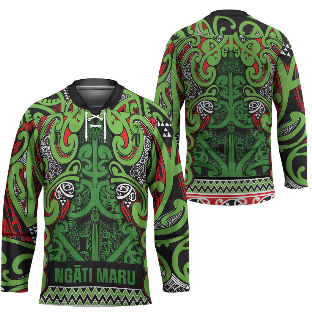Aotearoa Iwi Ngati Maru Hauraki Hockey Jersey Maori Wharenui House Tribal Pattern