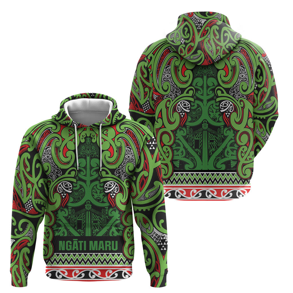 Aotearoa Iwi Ngati Maru Hauraki Hoodie Maori Wharenui House Tribal Pattern