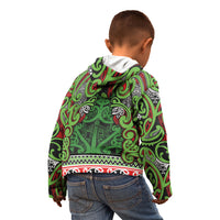 Aotearoa Iwi Ngati Maru Hauraki Kid Hoodie Maori Wharenui House Tribal Pattern