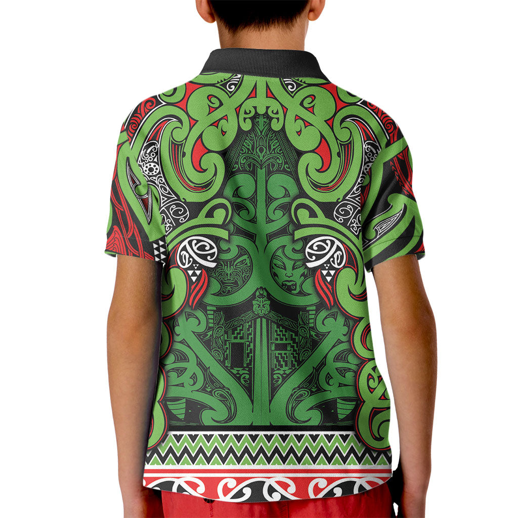 Aotearoa Iwi Ngati Maru Hauraki Kid Polo Shirt Maori Wharenui House Tribal Pattern