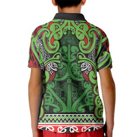 Aotearoa Iwi Ngati Maru Hauraki Kid Polo Shirt Maori Wharenui House Tribal Pattern