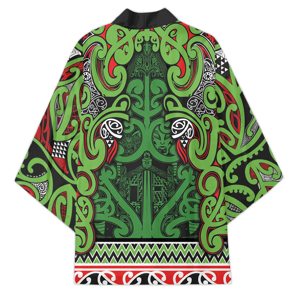 Aotearoa Iwi Ngati Maru Hauraki Kimono Maori Wharenui House Tribal Pattern