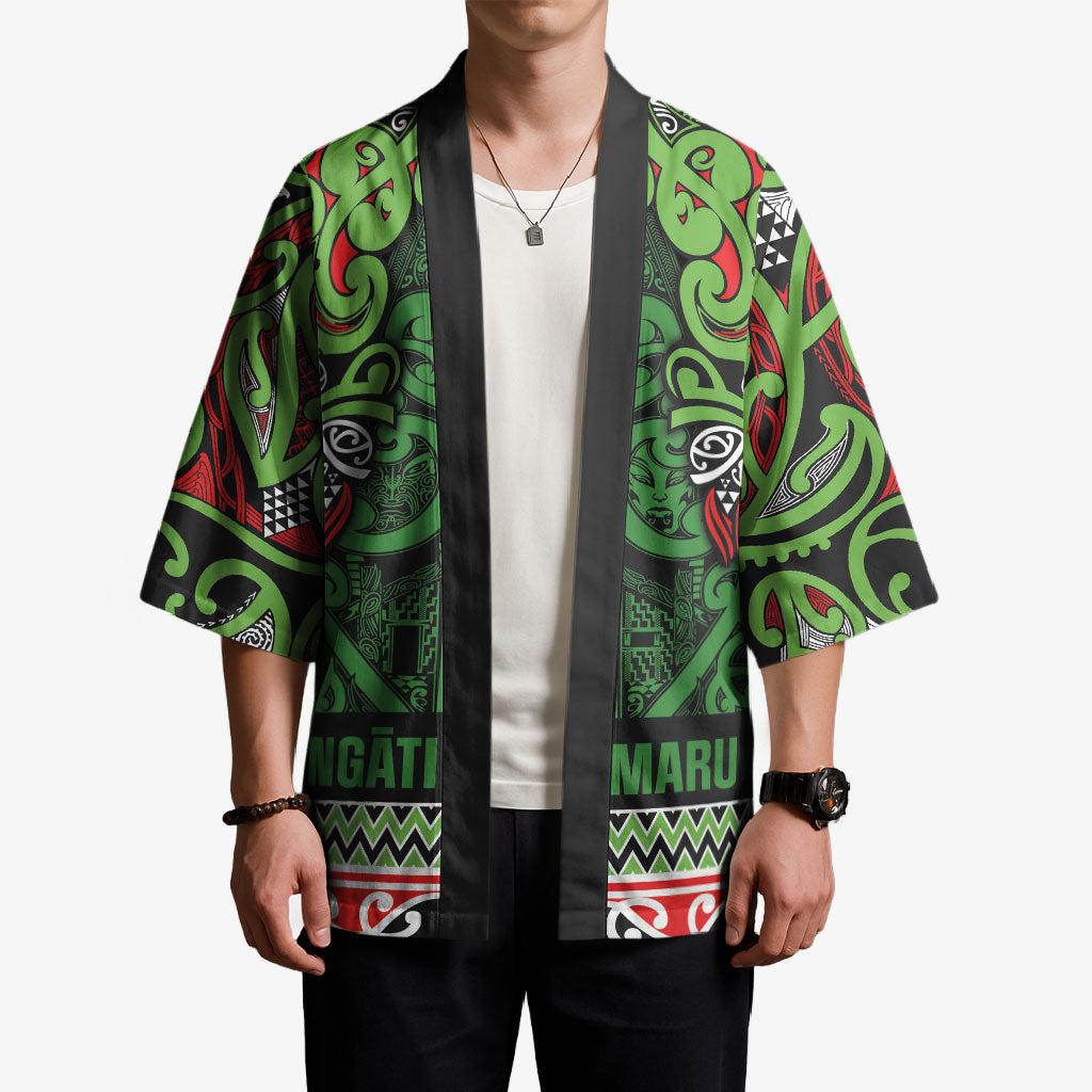 Aotearoa Iwi Ngati Maru Hauraki Kimono Maori Wharenui House Tribal Pattern