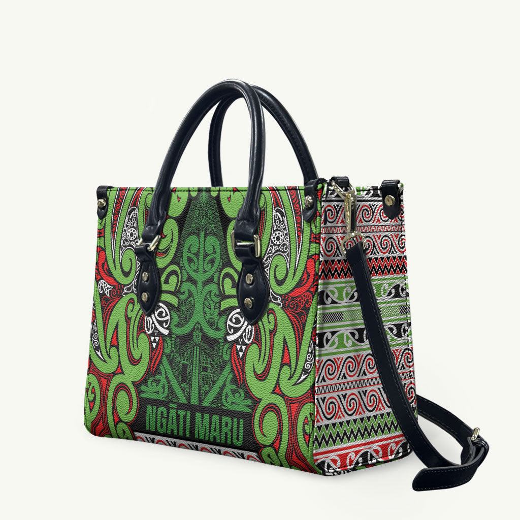 Aotearoa Iwi Ngati Maru Hauraki Leather Bag Maori Wharenui House Tribal Pattern