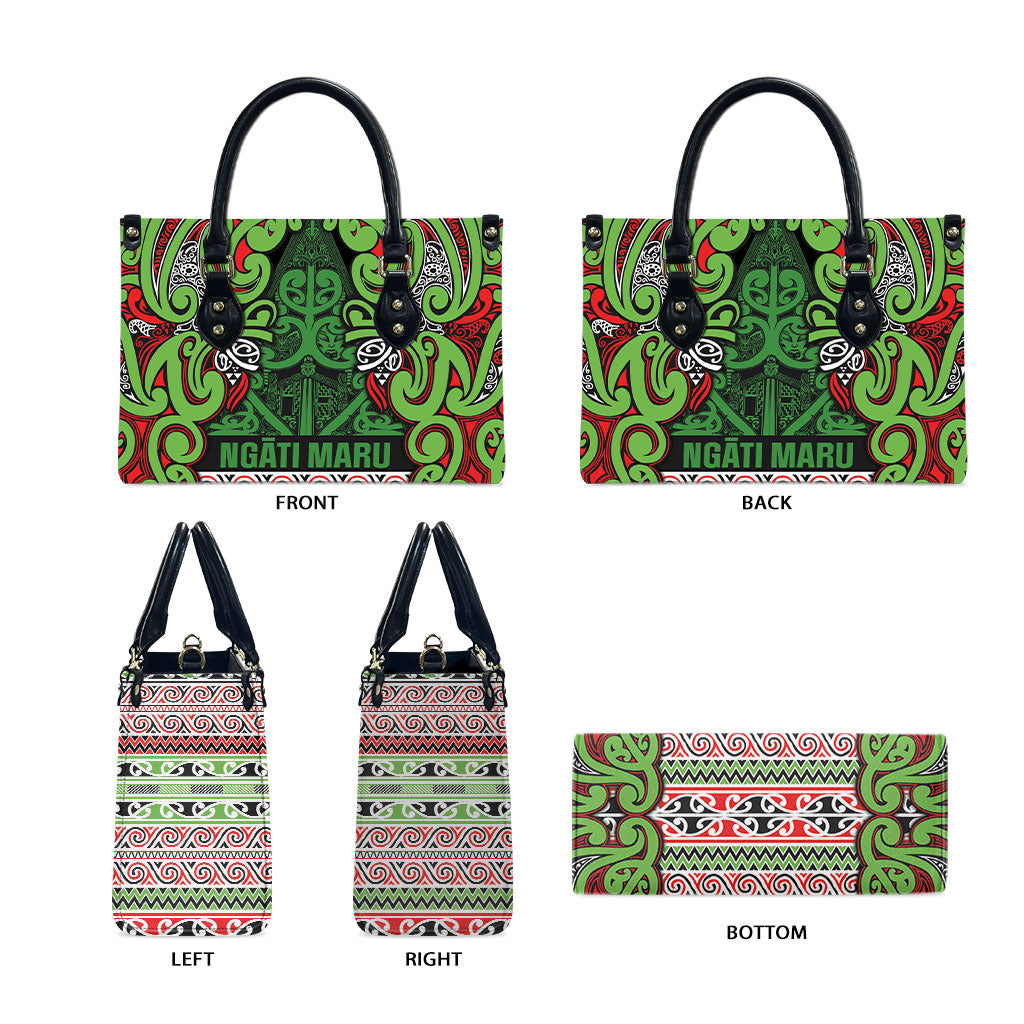 Aotearoa Iwi Ngati Maru Hauraki Leather Bag Maori Wharenui House Tribal Pattern