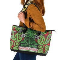 Aotearoa Iwi Ngati Maru Hauraki Leather Tote Bag Maori Wharenui House Tribal Pattern