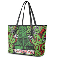 Aotearoa Iwi Ngati Maru Hauraki Leather Tote Bag Maori Wharenui House Tribal Pattern