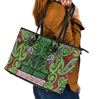 Aotearoa Iwi Ngati Maru Hauraki Leather Tote Bag Maori Wharenui House Tribal Pattern