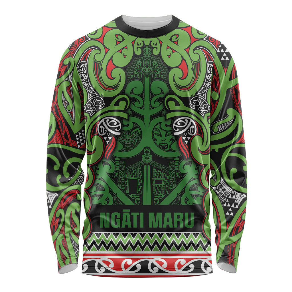 Aotearoa Iwi Ngati Maru Hauraki Long Sleeve Shirt Maori Wharenui House Tribal Pattern