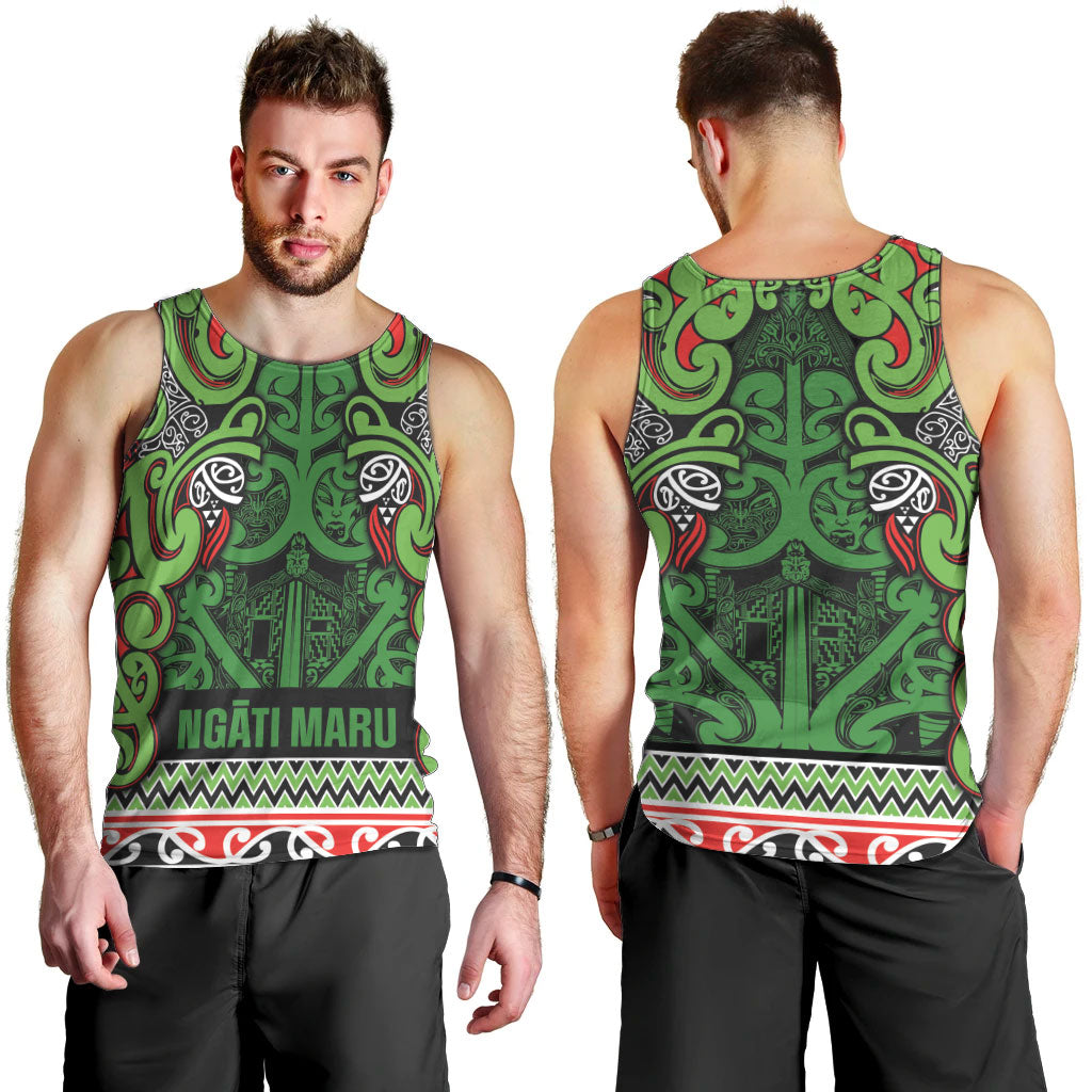 Aotearoa Iwi Ngati Maru Hauraki Men Tank Top Maori Wharenui House Tribal Pattern