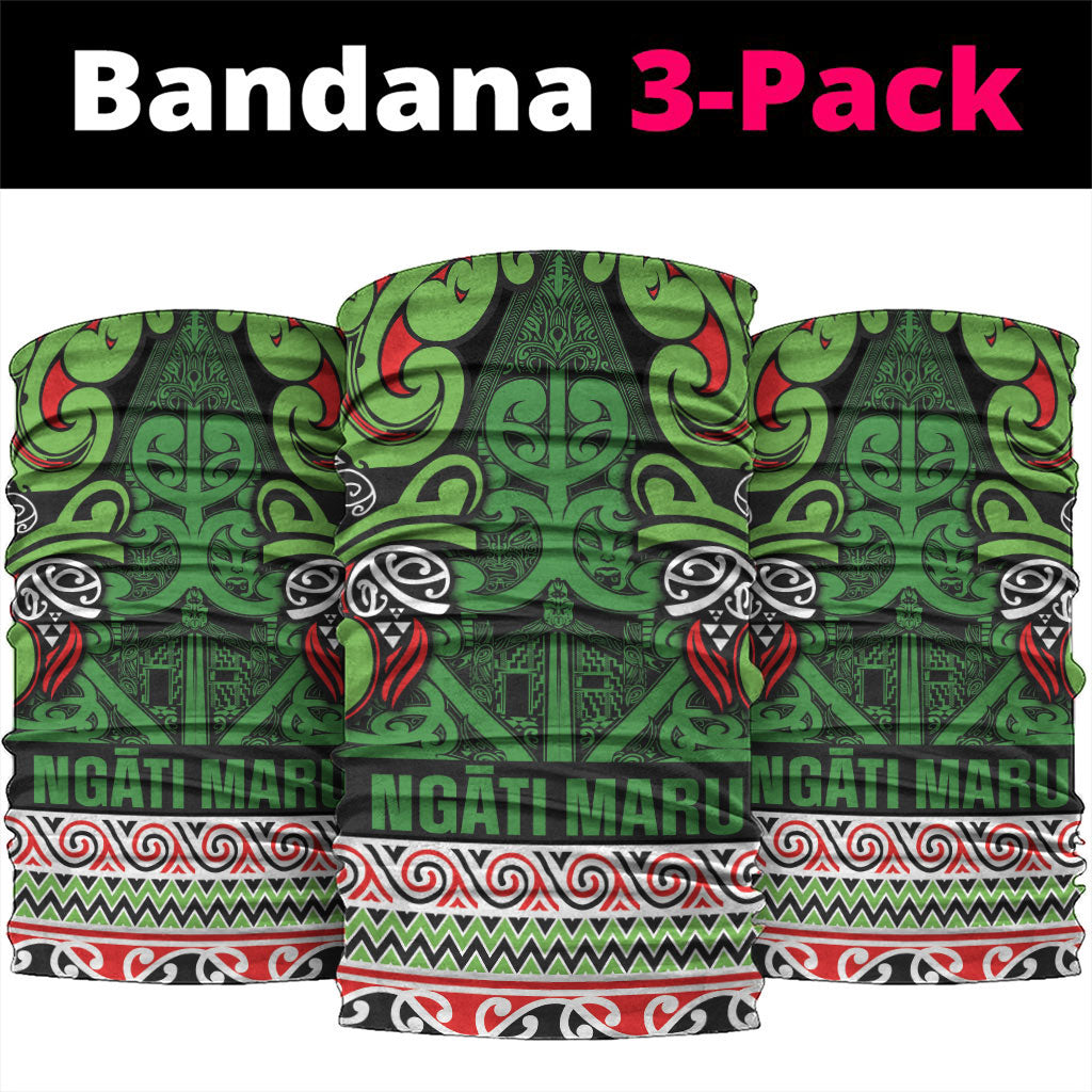 Aotearoa Iwi Ngati Maru Hauraki Neck Gaiter Maori Wharenui House Tribal Pattern LT9 package One Size: 25*50cm Green Red - Polynesian Pride