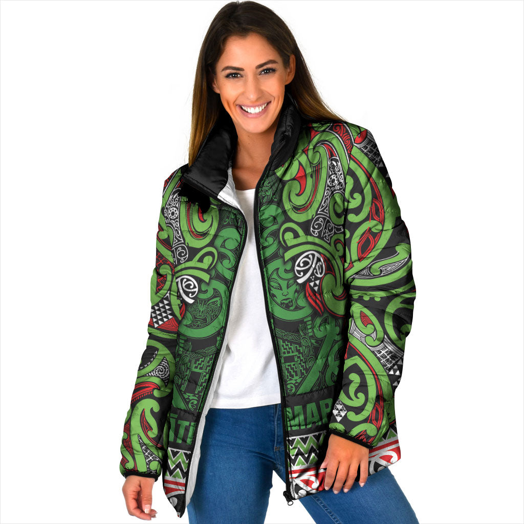 Aotearoa Iwi Ngati Maru Hauraki Padded Jacket Maori Wharenui House Tribal Pattern