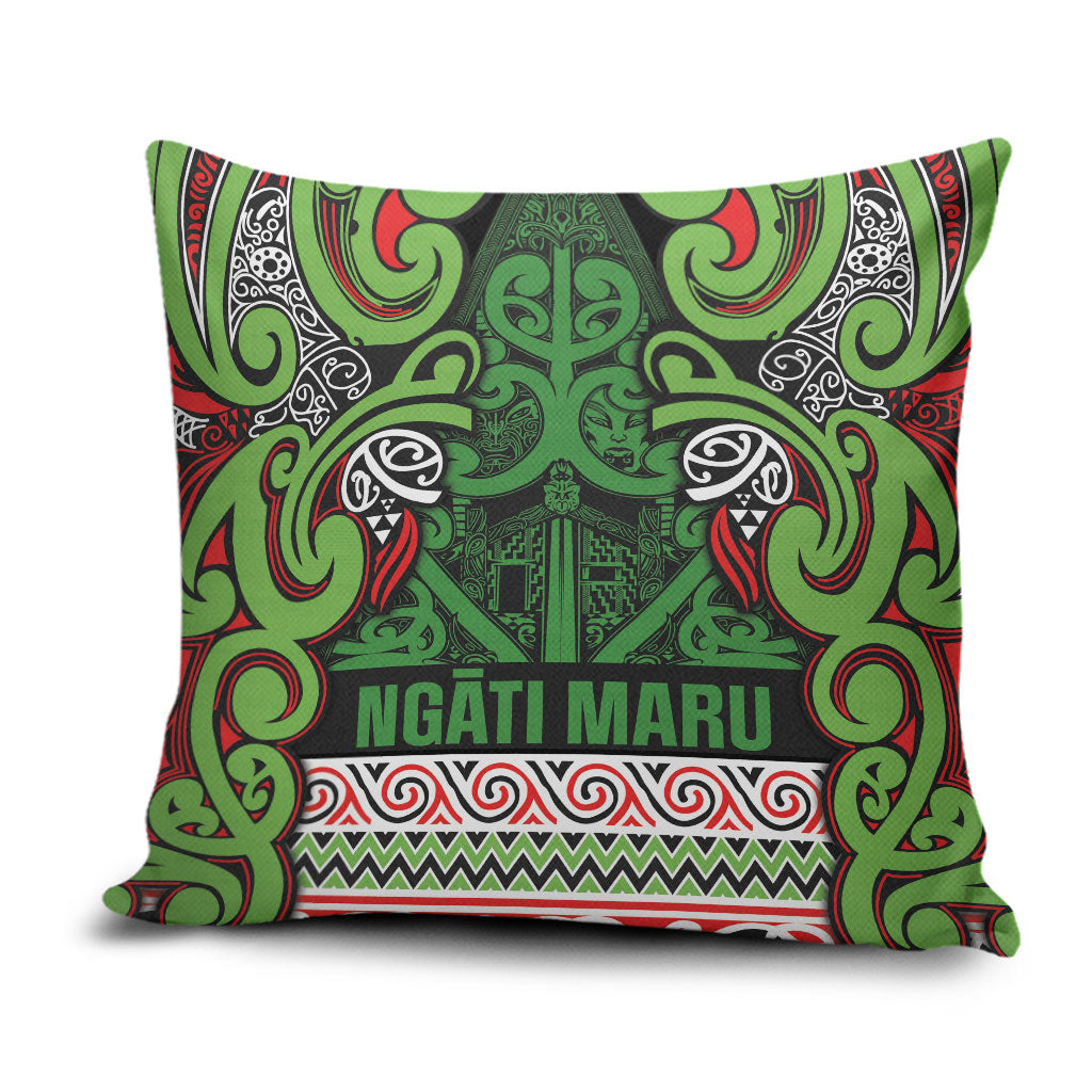 Aotearoa Iwi Ngati Maru Hauraki Pillow Cover Maori Wharenui House Tribal Pattern LT9 Green Red - Polynesian Pride