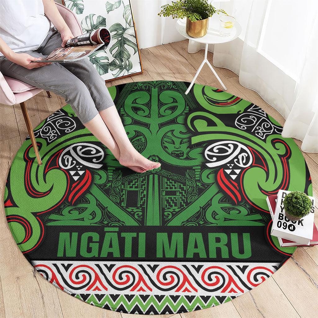 Aotearoa Iwi Ngati Maru Hauraki Round Carpet Maori Wharenui House Tribal Pattern