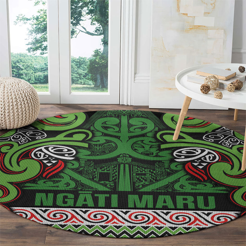 Aotearoa Iwi Ngati Maru Hauraki Round Carpet Maori Wharenui House Tribal Pattern