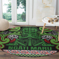 Aotearoa Iwi Ngati Maru Hauraki Round Carpet Maori Wharenui House Tribal Pattern
