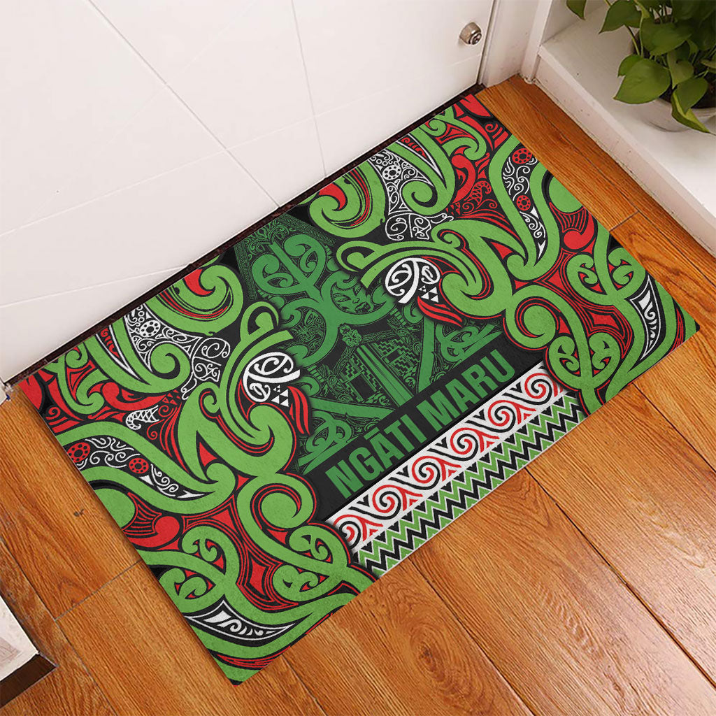 Aotearoa Iwi Ngati Maru Hauraki Rubber Doormat Maori Wharenui House Tribal Pattern