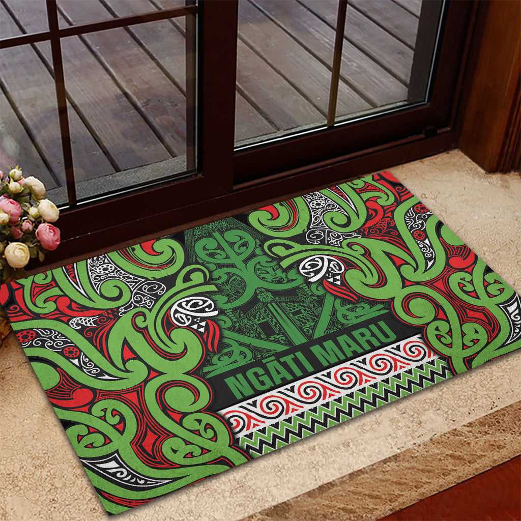 Aotearoa Iwi Ngati Maru Hauraki Rubber Doormat Maori Wharenui House Tribal Pattern