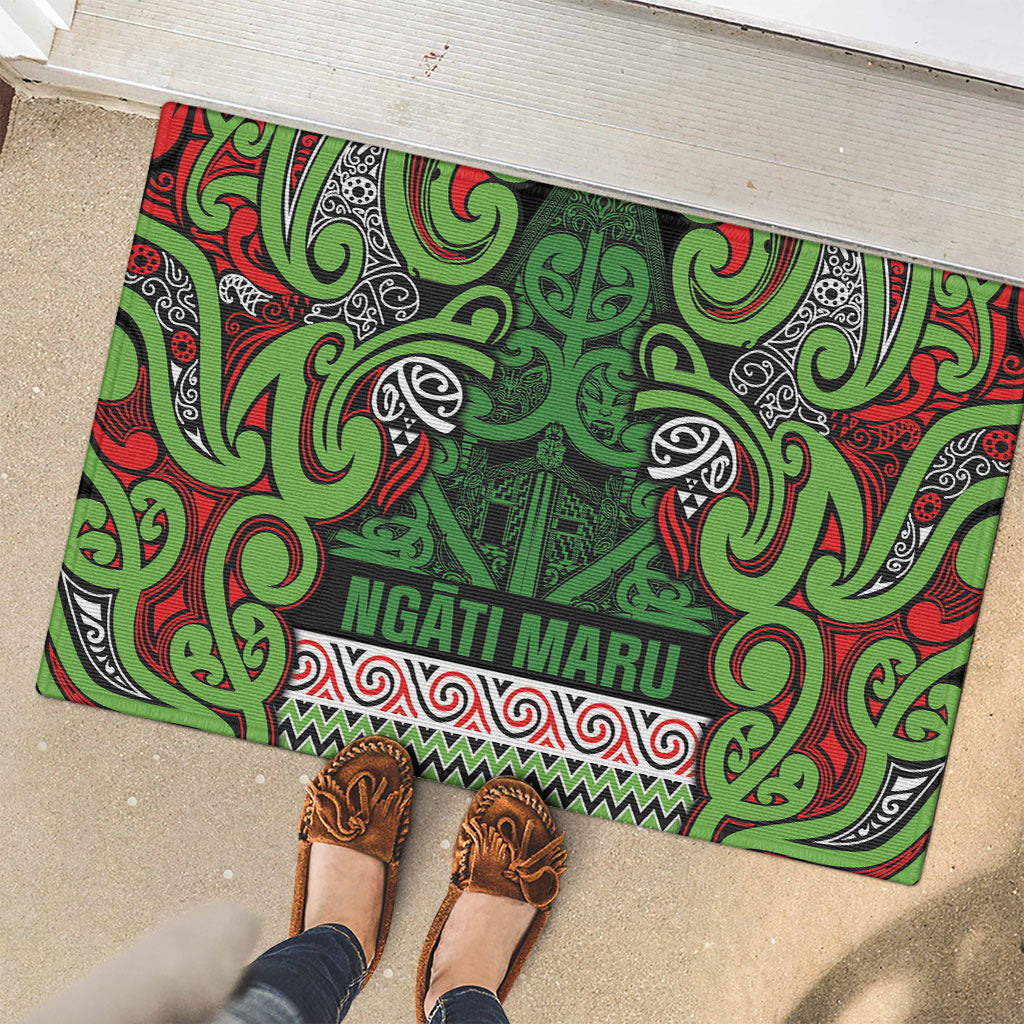 Aotearoa Iwi Ngati Maru Hauraki Rubber Doormat Maori Wharenui House Tribal Pattern