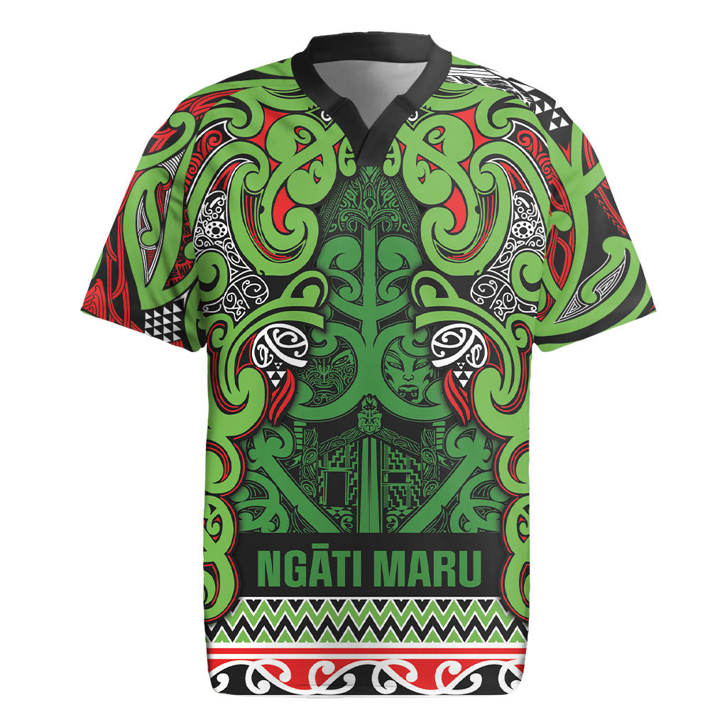 Aotearoa Iwi Ngati Maru Hauraki Rugby Jersey Maori Wharenui House Tribal Pattern