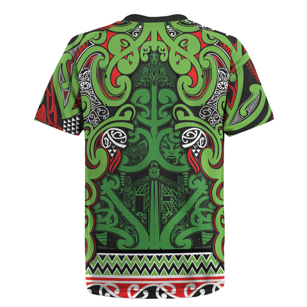 Aotearoa Iwi Ngati Maru Hauraki Rugby Jersey Maori Wharenui House Tribal Pattern