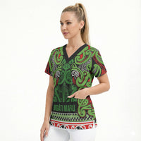 Aotearoa Iwi Ngati Maru Hauraki Scrub Top Maori Wharenui House Tribal Pattern