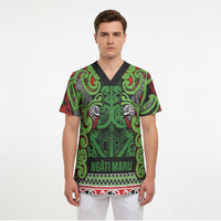 Aotearoa Iwi Ngati Maru Hauraki Scrub Top Maori Wharenui House Tribal Pattern
