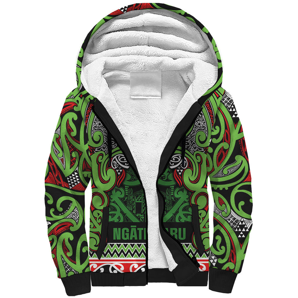Aotearoa Iwi Ngati Maru Hauraki Sherpa Hoodie Maori Wharenui House Tribal Pattern
