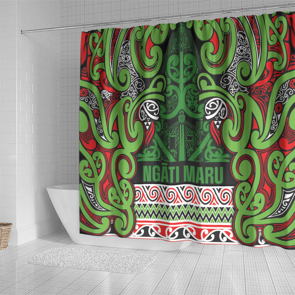 Aotearoa Iwi Ngati Maru Hauraki Shower Curtain Maori Wharenui House Tribal Pattern