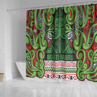 Aotearoa Iwi Ngati Maru Hauraki Shower Curtain Maori Wharenui House Tribal Pattern