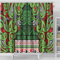 Aotearoa Iwi Ngati Maru Hauraki Shower Curtain Maori Wharenui House Tribal Pattern