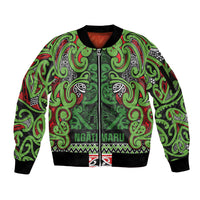 Aotearoa Iwi Ngati Maru Hauraki Sleeve Zip Bomber Jacket Maori Wharenui House Tribal Pattern