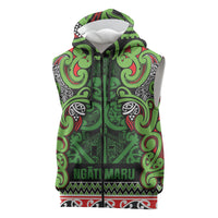 Aotearoa Iwi Ngati Maru Hauraki Sleeveless Zip Hoodie Maori Wharenui House Tribal Pattern