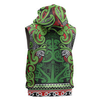 Aotearoa Iwi Ngati Maru Hauraki Sleeveless Zip Hoodie Maori Wharenui House Tribal Pattern