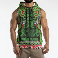 Aotearoa Iwi Ngati Maru Hauraki Sleeveless Zip Hoodie Maori Wharenui House Tribal Pattern