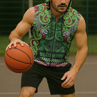 Aotearoa Iwi Ngati Maru Hauraki Sleeveless Zip Hoodie Maori Wharenui House Tribal Pattern