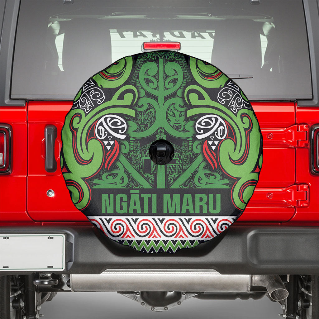 Aotearoa Iwi Ngati Maru Hauraki Spare Tire Cover Maori Wharenui House Tribal Pattern