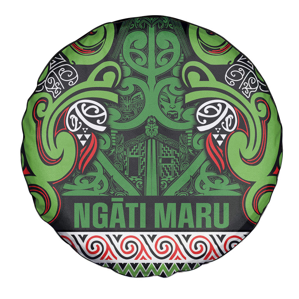 Aotearoa Iwi Ngati Maru Hauraki Spare Tire Cover Maori Wharenui House Tribal Pattern