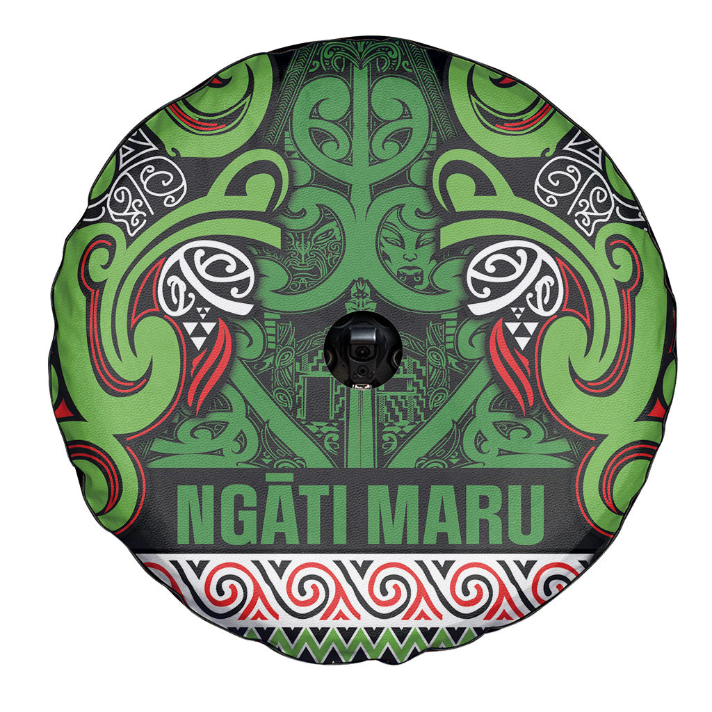 Aotearoa Iwi Ngati Maru Hauraki Spare Tire Cover Maori Wharenui House Tribal Pattern