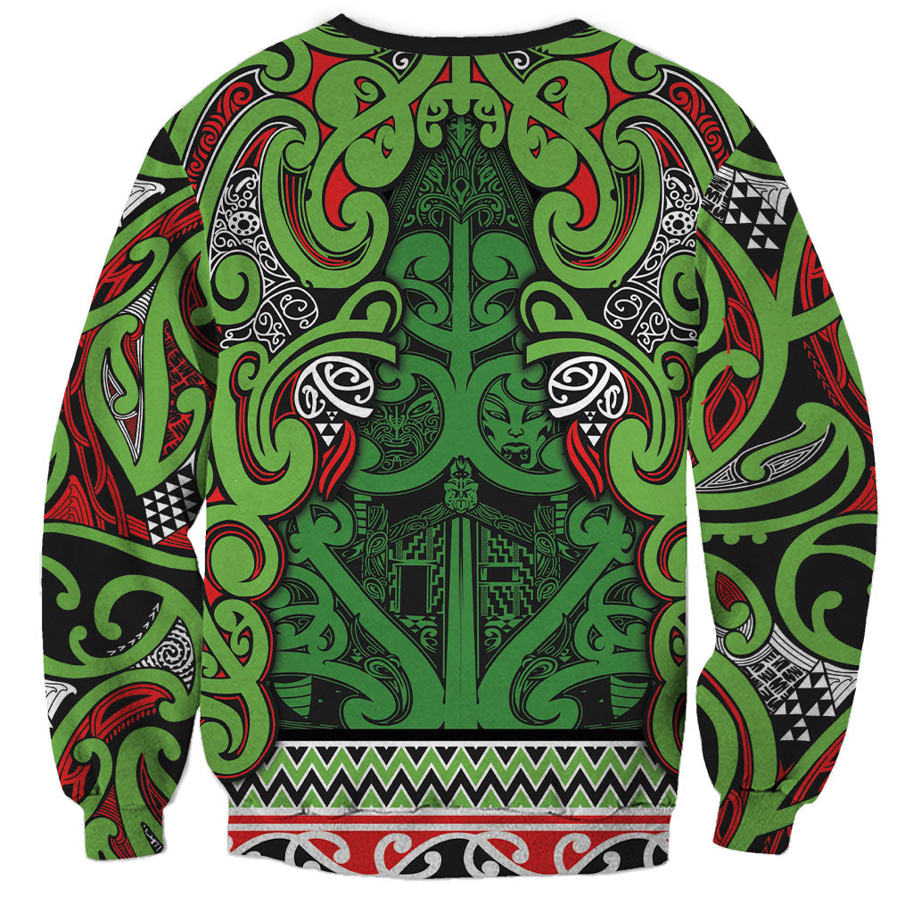 Aotearoa Iwi Ngati Maru Hauraki Sweatshirt Maori Wharenui House Tribal Pattern