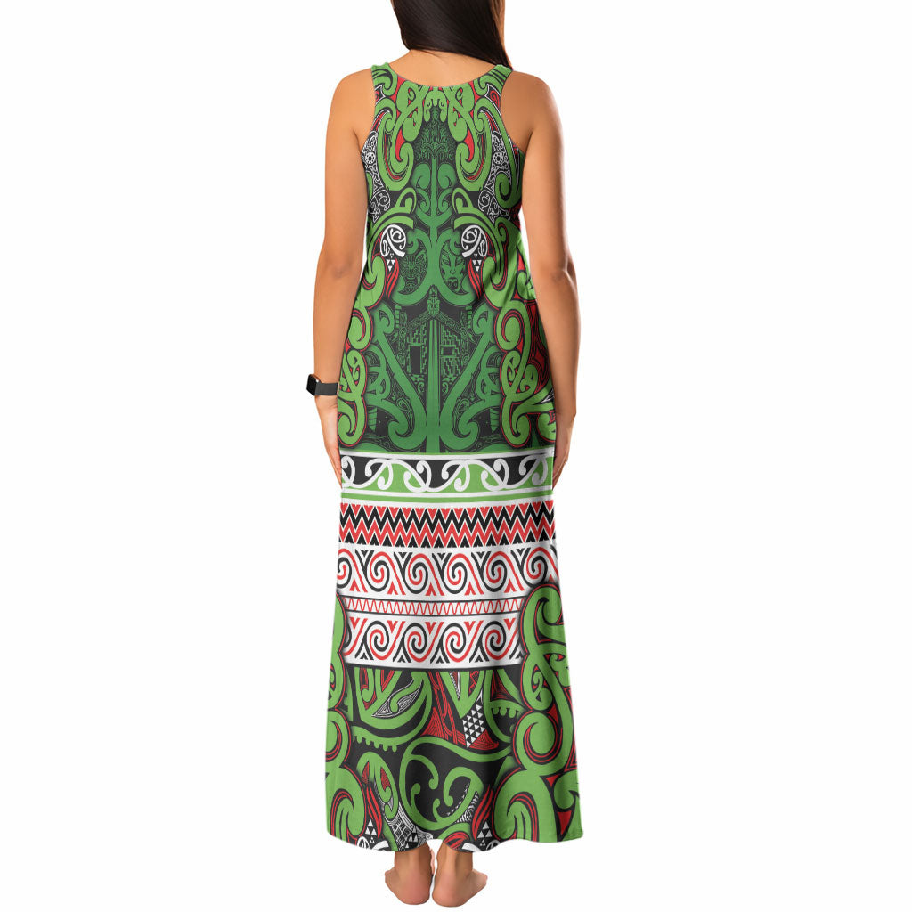 Aotearoa Iwi Ngati Maru Hauraki Tank Maxi Dress Maori Wharenui House Tribal Pattern