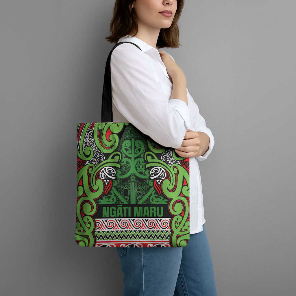 Aotearoa Iwi Ngati Maru Hauraki Tote Bag Maori Wharenui House Tribal Pattern